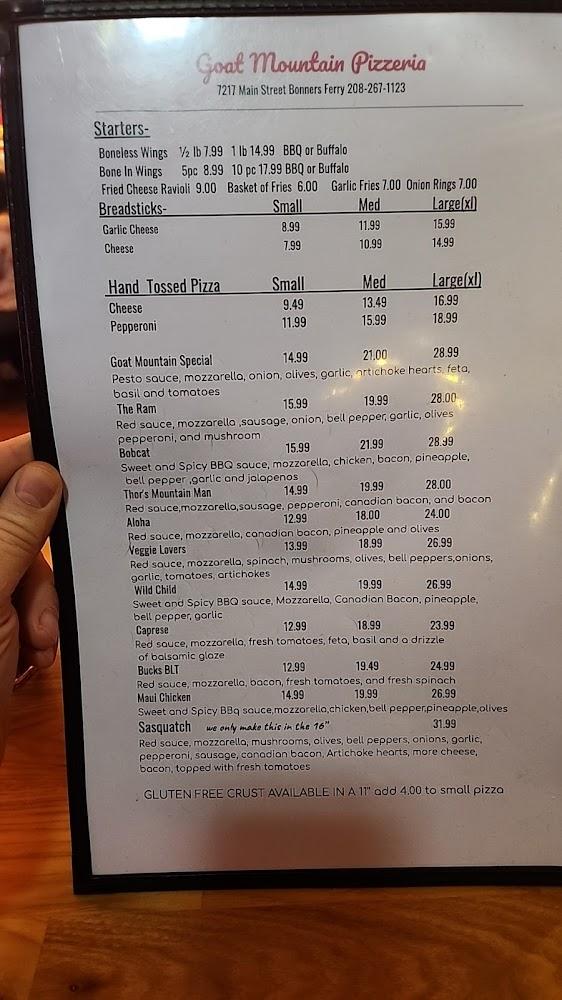 Goat Mountain Pizzeria Menu image 1